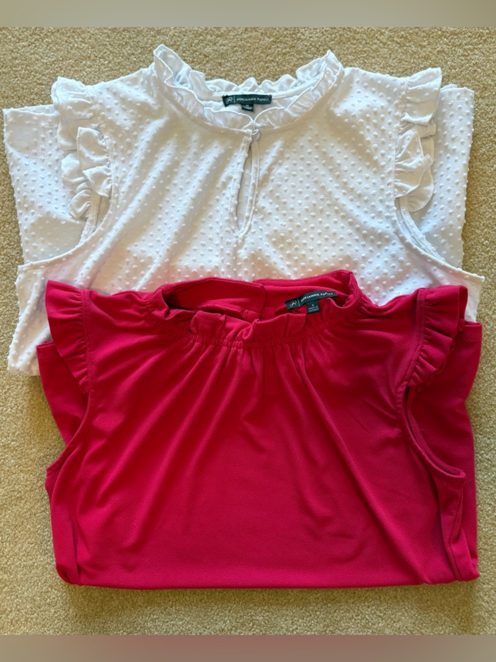 Adorable Ruffle Sleeve Tops - White & Hot Pink- set of two